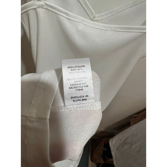 12th Tribe Small Women White Minimalist Casual Bodycon Dress - Picture 8 of 8